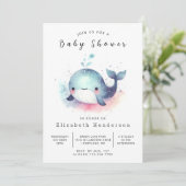 Modern Custom Whale Baby shower Kaart (Staand voorkant)