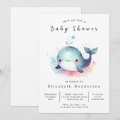 Modern Custom Whale Baby shower Kaart (Voorkant / Achterkant)