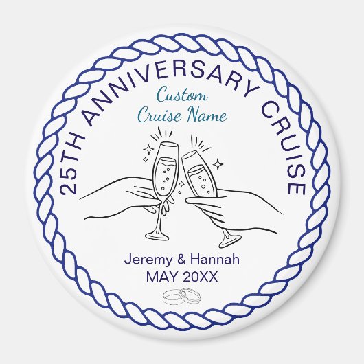 Modern Custom Year Anniversary Cruise Cabin Door Magneet (Voorkant)