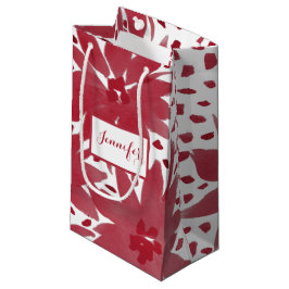 Modern CustomFloral Design Ruby Red Gift Bag Klein Cadeauzakje