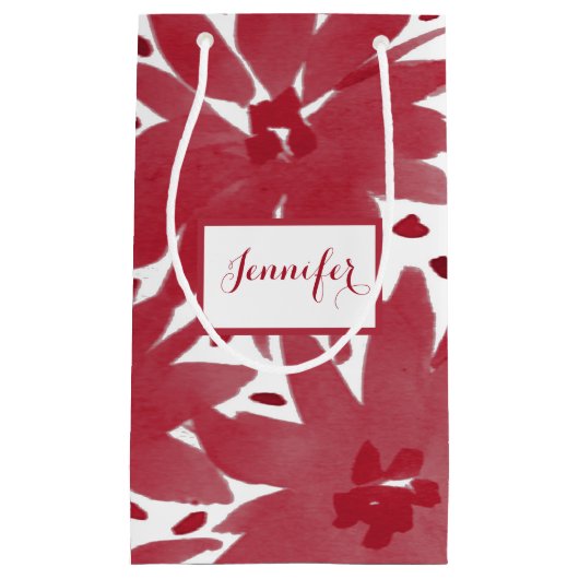 Modern CustomFloral Design Ruby Red Gift Bag Klein Cadeauzakje (Voorkant)