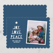 Modern Cut Slate Blue Feestdagenkaart (Voorkant / Achterkant)