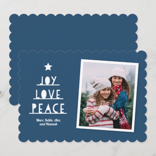 Modern Cut Slate Blue Feestdagenkaart (Voorkant / Achterkant)