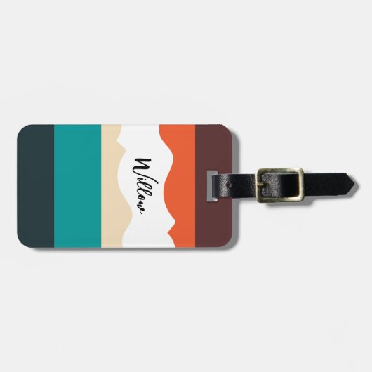 Modern Cute Abstract Retro Vector Script Bagagelabel (Voorkant horizontaal)