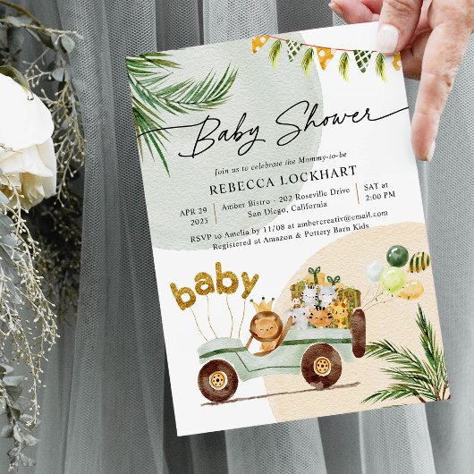 Modern Cute Animals Baby shower Kaart