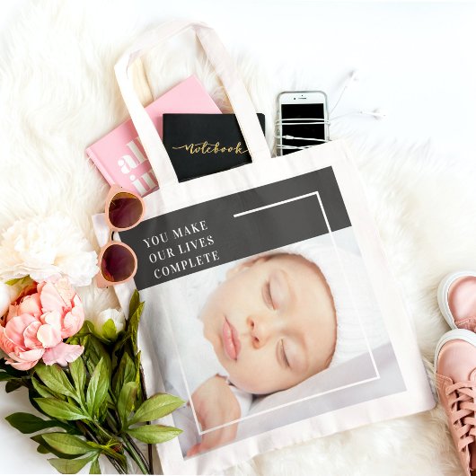 Modern Cute Baby Foto | Beauty Quote Tote Bag