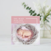Modern Cute Baby Foto | Roze en wit | Citaat (Staand voorkant)