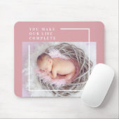 Modern Cute Baby Foto | Roze en wit | Citaat Muismat (Met muis)
