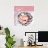 Modern Cute Baby Foto | Roze en wit | Citaat Poster (Thuiskantoor)