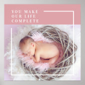 Modern Cute Baby Foto | Roze en wit | Citaat Poster (Voorkant)