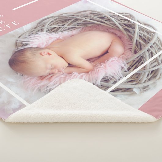 Modern Cute Baby Foto | Roze en wit | Citaat Sherpa Deken (3/4)