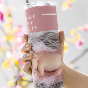 Modern Cute Baby Foto   Roze en wit   Citaat Thermosbeker