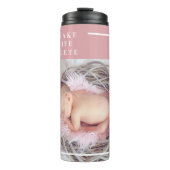 Modern Cute Baby Foto | Roze en wit | Citaat Thermosbeker (Voorkant)