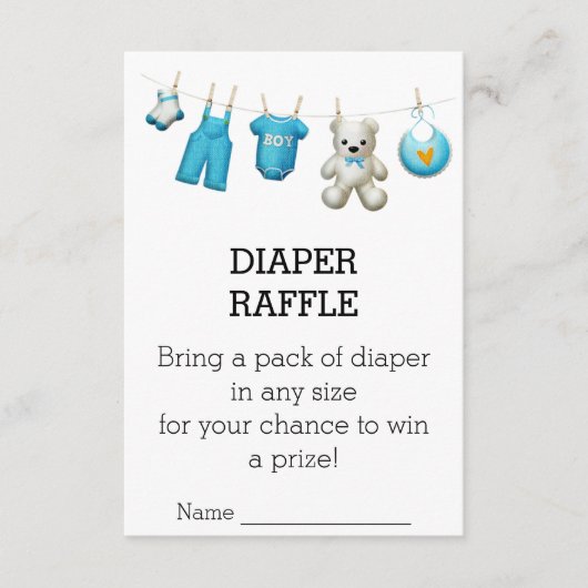 Modern Cute Baby shower Diaper Raffle Ticket Informatiekaartje (Voorkant)