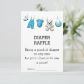 Modern Cute Baby shower Diaper Raffle Ticket Informatiekaartje (Staand voorkant)