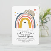 Modern Cute Baby Sloth Rainbow Baby shower Kaart (Staand voorkant)