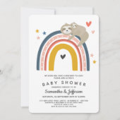 Modern Cute Baby Sloth Rainbow Baby shower Kaart (Voorkant)
