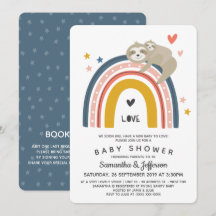 Modern Cute Baby Sloth Rainbow Baby shower
