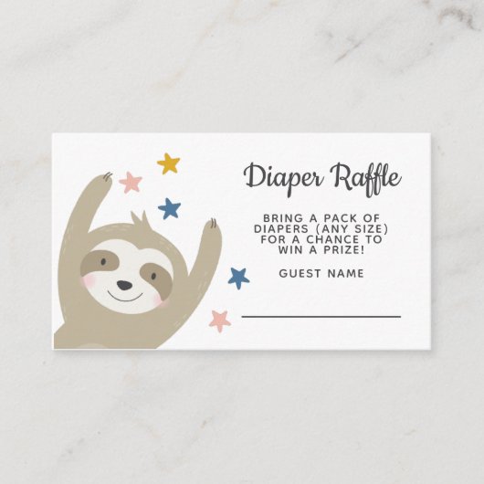 Modern Cute Baby Sloth Rainbow Diaper Raffle Informatiekaartje (Voorkant)
