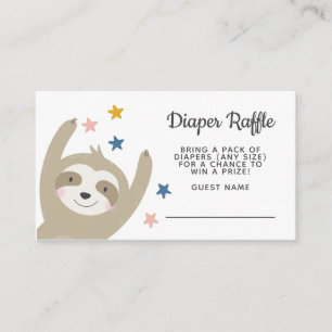 Modern Cute Baby Sloth Rainbow Diaper Raffle Informatiekaartje