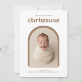 Modern Cute Baby's First Christmas Arch Photo Feestdagenkaart (Voorkant)