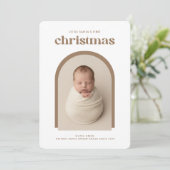 Modern Cute Baby's First Christmas Arch Photo Feestdagenkaart (Staand voorkant)