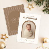 Modern Cute Baby's First Christmas Arch Photo Feestdagenkaart