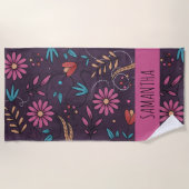 Modern Cute Big Floral Pattern Personalized Strandlaken (Voorkant)