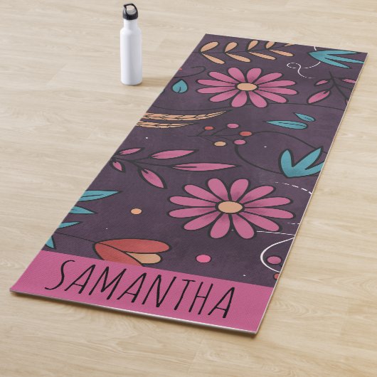 Modern Cute Big Floral Pattern Personalized Yogamat (In situ)