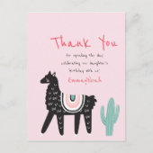 Modern Cute Birthday Party Llama Hartelijk dank Briefkaart (Voorkant)