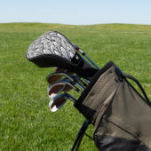 Modern Cute Black en White Hippie Daisy Floral Golfheadcover (Insitu)