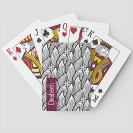 Modern Cute Black en White Hippie Daisy Floral Pokerkaarten