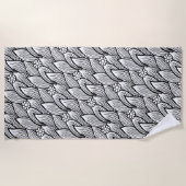 Modern Cute Black en White Hippie Daisy Floral Strandlaken (Voorkant)