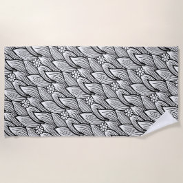 Modern Cute Black en White Hippie Daisy Floral Strandlaken