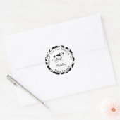 Modern Cute Black White Koe Print Baby shower Ronde Sticker (Envelop)