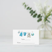 Modern Cute Blue Boy Baby shower Place Card Plaatskaartje (Staand voorkant)