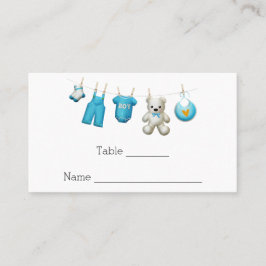 Modern Cute Blue Boy Baby shower Place Card Plaatskaartje