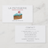 Modern Cute Blue Cake Bakery Pastry Chef Bus Visitekaartje (Voorkant / Achterkant)