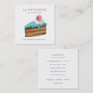 Modern Cute Blue Cheesecake Bakery Pastry Chef Vierkante Visitekaartje