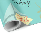 Modern Cute blue Happy jarig Cadeaupapier (Rol Hoek)