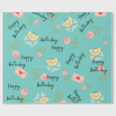 Modern Cute blue Happy jarig Cadeaupapier (Vlak)