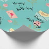 Modern Cute blue Happy jarig Cadeaupapier (Hoek)