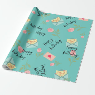 Modern Cute blue Happy jarig Cadeaupapier