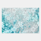 Modern Cute Blue Icy Glitter Floral Pattern Girly Inpakpapier Vel (Voorkant 3)