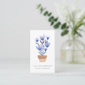 Modern Cute Blue Potted Flower Florist Designer Visitekaartje (Staand voorkant)