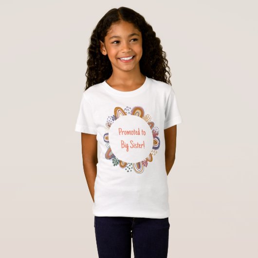 Modern Cute Boho Rainbow Lijst Big Sister T-shirt (Voorkant volledig)