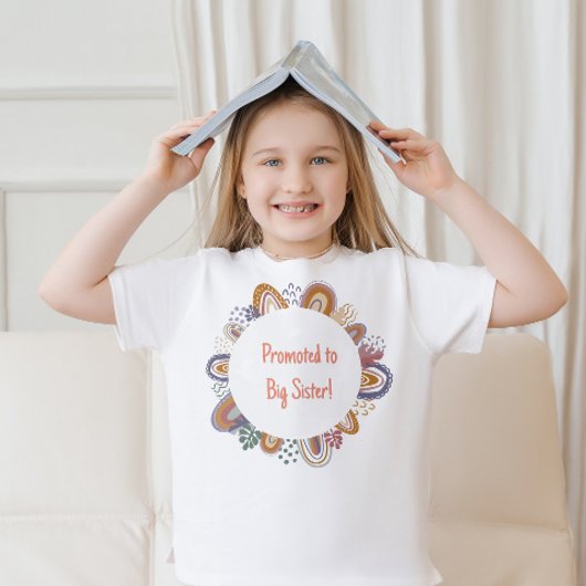 Modern Cute Boho Rainbow Lijst Big Sister T-shirt