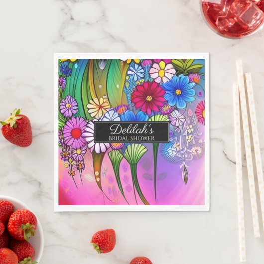 Modern Cute Bright Floral Art Boho Vrijgezellenfee Servet (Insitu)