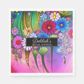 Modern Cute Bright Floral Art Boho Vrijgezellenfee Servet (Voorkant)