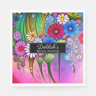 Modern Cute Bright Floral Art Boho Vrijgezellenfee Servet